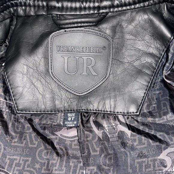 Black Leather Urban Republic Kids Jacket - Picture 2 of 4